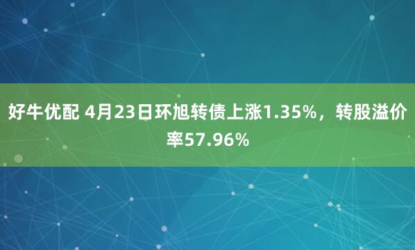 好牛优配 4月23日环旭转债上涨1.35%，转股溢价率57.96%