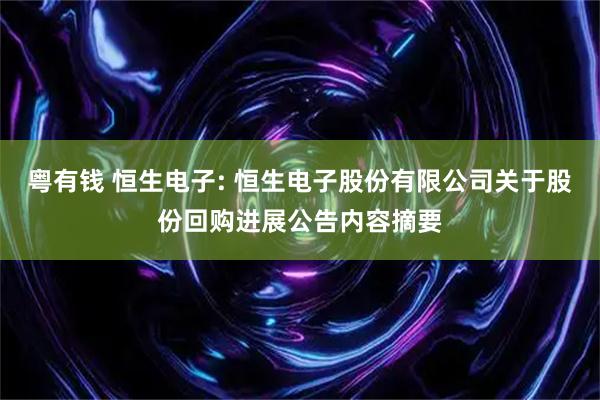 粤有钱 恒生电子: 恒生电子股份有限公司关于股份回购进展公告内容摘要