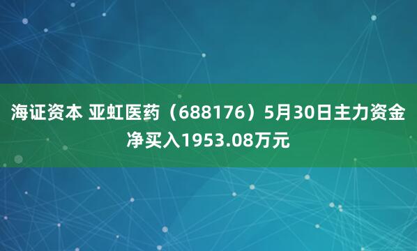 海证资本 亚虹医药（688176）5月30日主力资金净买入1953.08万元